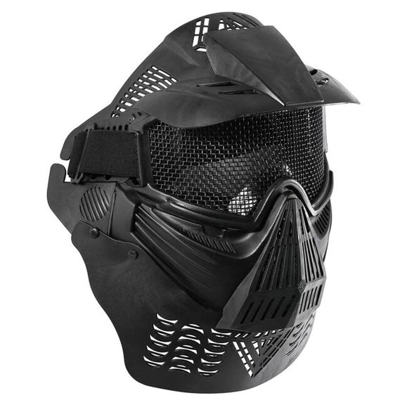 Airsoft maska Wosport se síťkou a chráničem krku, černá