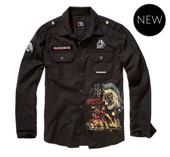 Košile Brandit Iron Maiden Luis Vintage, černá