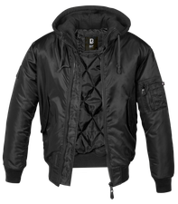 Pánska bunda Brandit MA1 Sweat Hooded Bomber, černá