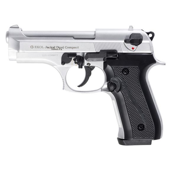Plynová pistole Ekol Jackal dual Compact, chrom, kal. 9 mm, Knall Full Auto